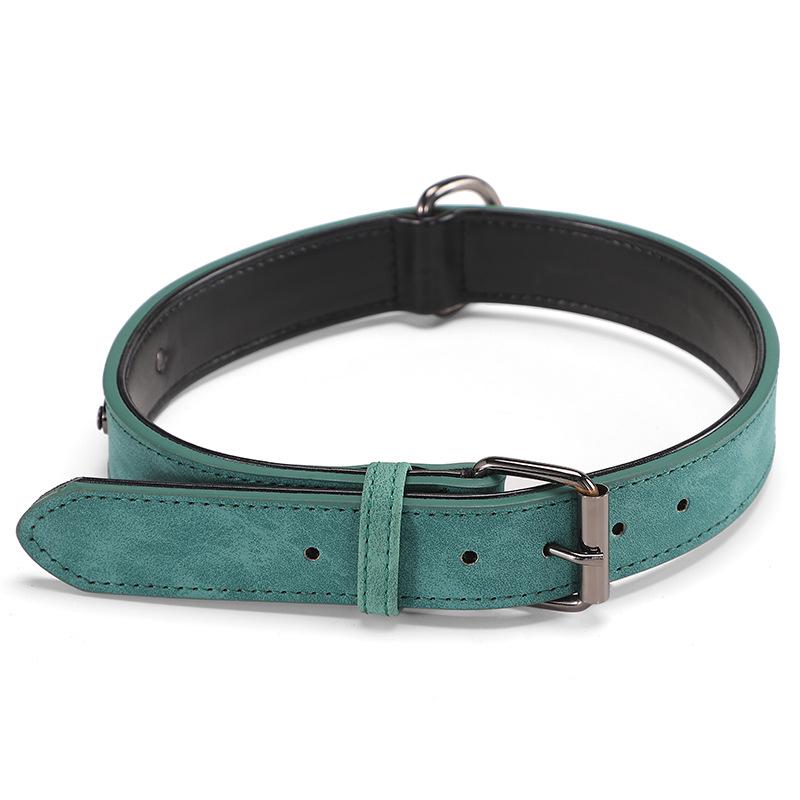 Engravable Microfiber Leather Dog Collar with Adjustable Anti-Lost Tag