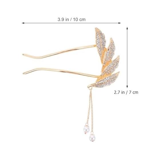 Didiseaon Pearl U-Shaped Hairpin Tassel Design Japanese Style Hair Accessory for Wedding and Anniversary