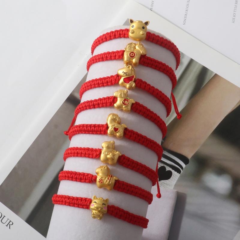 2026 New Year Zodiac Horse Bracelet Cartoon Lucky Horse Red String Woven Bracelet Couple Friend New Year Blessing Gift