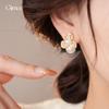 French Elegant Zircon Flower Pearl Earrings Earrings Delicate Temperament Earrings Women
