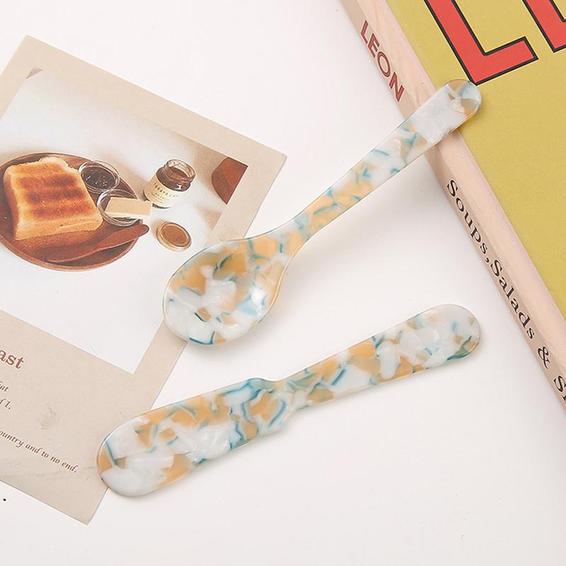 Colorful Acrylic Ice Spoon Cream Coffee Caviar Spoon Stirring Spoons Dessert Spoon Teaspoon Crafts Tableware Party Photo Props