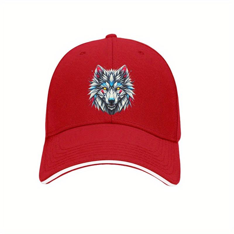 Geometrische Wolfskopf Baseballkappe Baumwolle Verstellbar Lässig Outdoor Sport Papa Hut Unisex