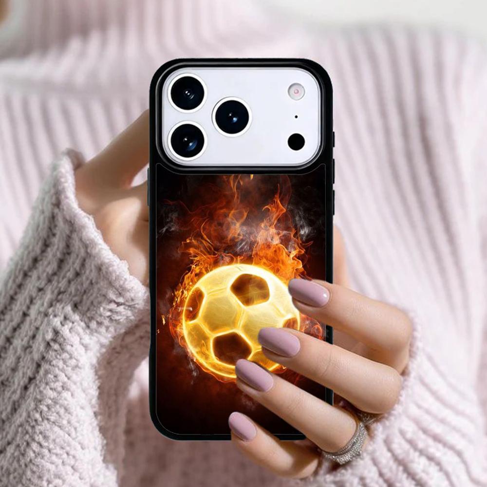 Ball Fire Football Phone Case For Apple iPhone 17 Air 16E 15 14 Plus 13 12 11 Pro Max Mini Funda Cover iPhone 15 Pro Max