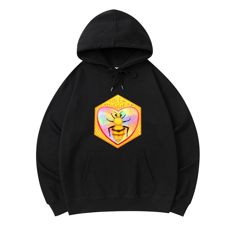 

300 GSM Men s Healthy Cotton Hoodies Bee Hugger Print Premium Cotton Sweatshirt