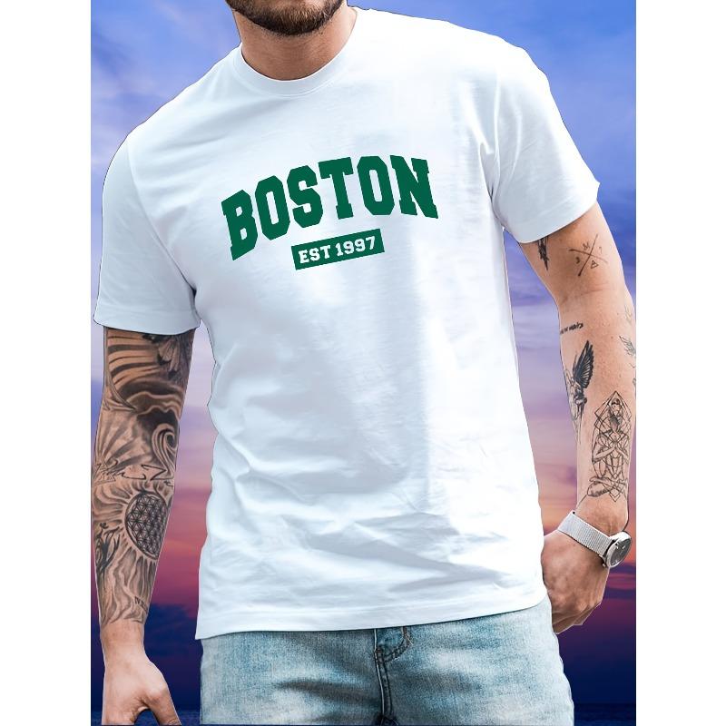 Pánské tričko s krátkým rukávem a kulatým výstřihem, s potiskem písmen, evropské velikosti. Ležérní letní tričko pro každodenní nošení a dovolenkové resorty.