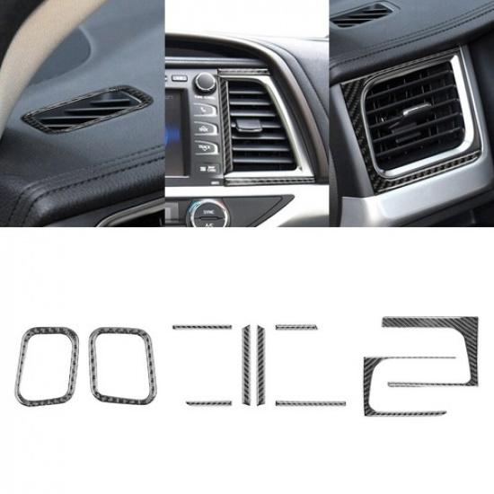 Carbon Fiber Dashboard Side Air Vent Outlet Frame Cover For Highlander 2015-2018