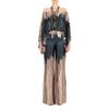 European And American Style Ladies Summer Suit Casual Satin Printed Loose One-neck Blouse And Trousers Two-piece Suit