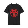 Red Evil Inverted Pentagram T-Shirt Gift Black Tee