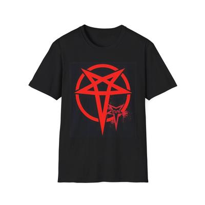 Red Evil Inverted Pentagram T-Shirt Gift Black Tee