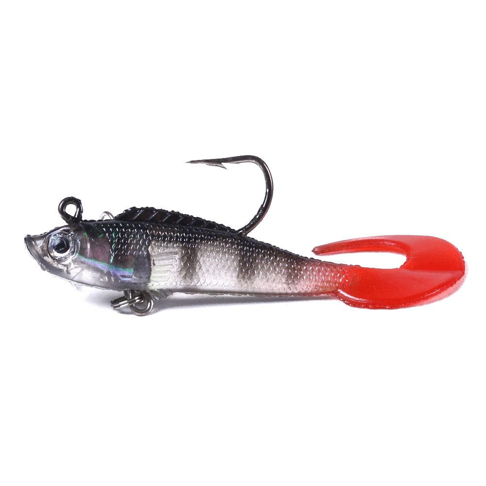 Lead-Wrapped Fish Luya Bait Curling Tail Fake Bait 7Cm9G Lead Head Hook Curling Tail Soft Bait Outdoor Bait