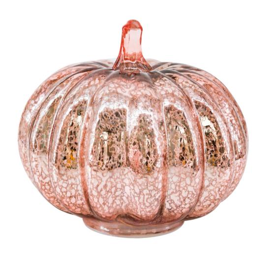 LED Pumpkin Lantern with Built-in Smart Timer Soft Warm Glow Battery-Powered Glass Pumpkin Shape Lantern Home Halloween Decor