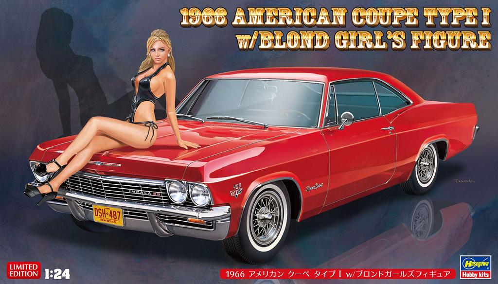 Hasegawa 1966 American Coupe Type I Girls Figure Plastic Model SP402 1/24 w/Blonde