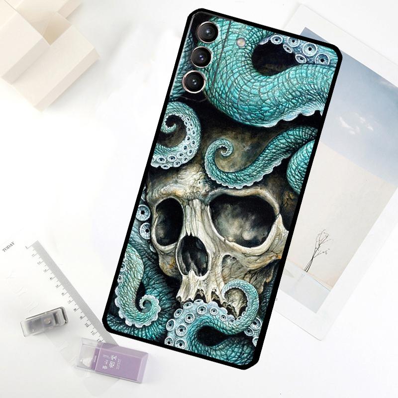 Horror Schädel Gothic Handyhülle Für Samsung Galaxy S24 FE S20 FE S21 S22 S23 S24 S25 Ultra S9 S10 S25 Plus Hülle