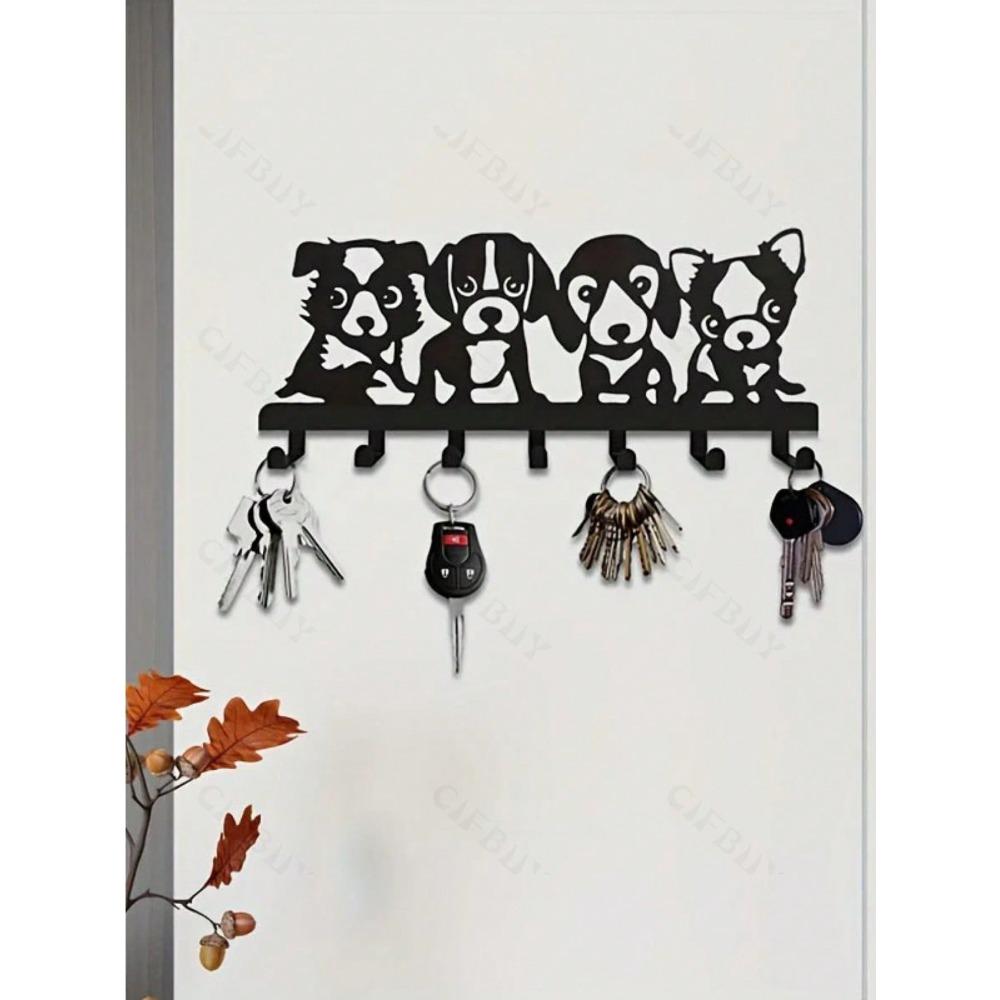 Black Metal Kitchen Towel Hook, Cute Puppy Shaped Wall Decor, Creative Gift for Dog Lovers