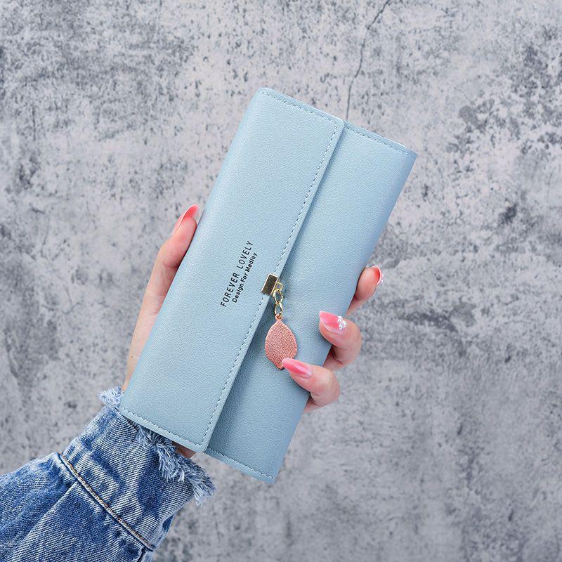 Women's Tri-fold Long Wallet: Student Coin Purse with Multi-Card Slots & Large Capacity