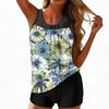 Women’s Tankini Swimsuit Two Piece Set with Floral Print Sleeveless Top and Boyshorts Swimwear for Pool Beach