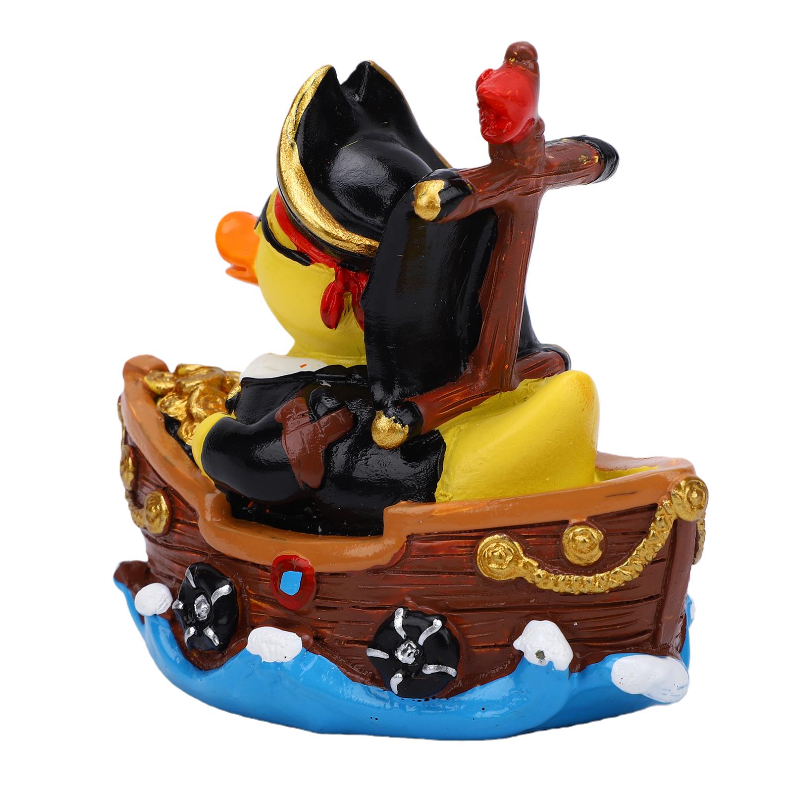

Pirate Ship Duck Resin Figurine Cartoon Ornament Fun Bathroom Decor Office Desk Decorative Collectible for Kids Adults