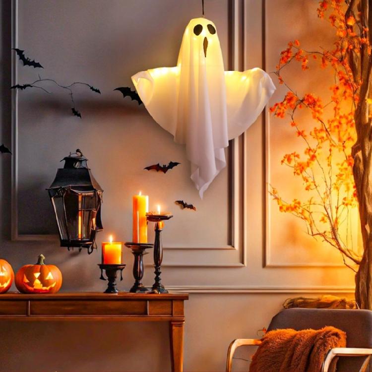 2Pcs Haunting LED Specter Hangings Ornament for Halloween Glowing Specter for Chilling Outdoor Lawns and Garden Display