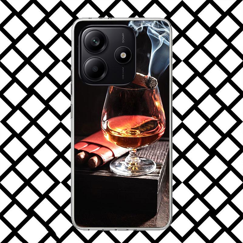 Cigar Whiskey Ice Drink Phone Case for Xiaomi Redmi Note 15 14 14S 13 12 12S 11 Pro Plus 11E 11T 11S 10S 5G Soft Cover Fundas Re