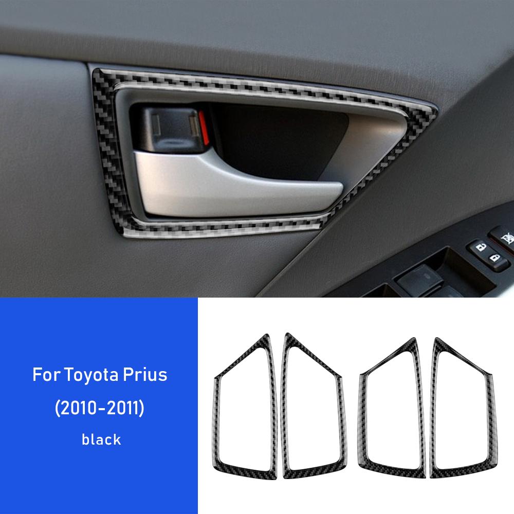 Real Soft Carbon Fiber for Toyota Prius 2010 2011 Accessories Interior Trim LHD RHD Car Side Inner Door Handle Frame Sticker
