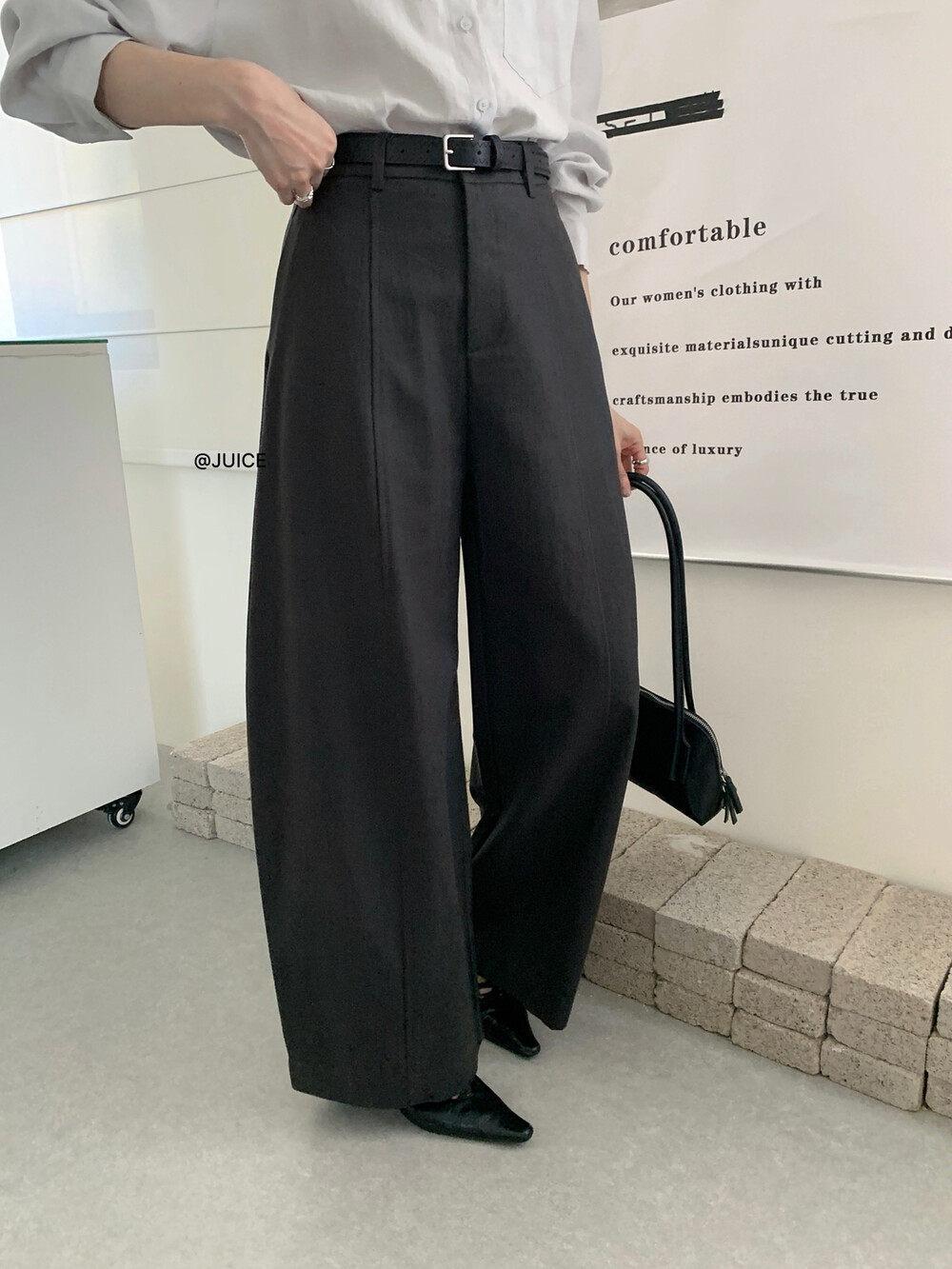 

Juice Simple High-Waisted Straight-Leg Women s Trousers - 2026 Spring Versatile Wide-Leg Casual Pants with Belt Large темно-серого