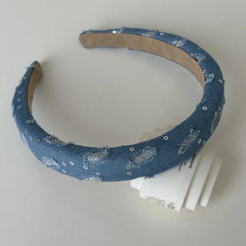 Denim Scrunchies Collections Large Size Hair Tie Simple Elastic Hair Band Women Hair Accessories Daily Headwear