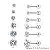 2/6/12pcs 20G Inlaid Cubic Zirconia Stud Earrings,Stainless Steel Screw Back Barbell Studs Daith Tragus Cartilage Earrings