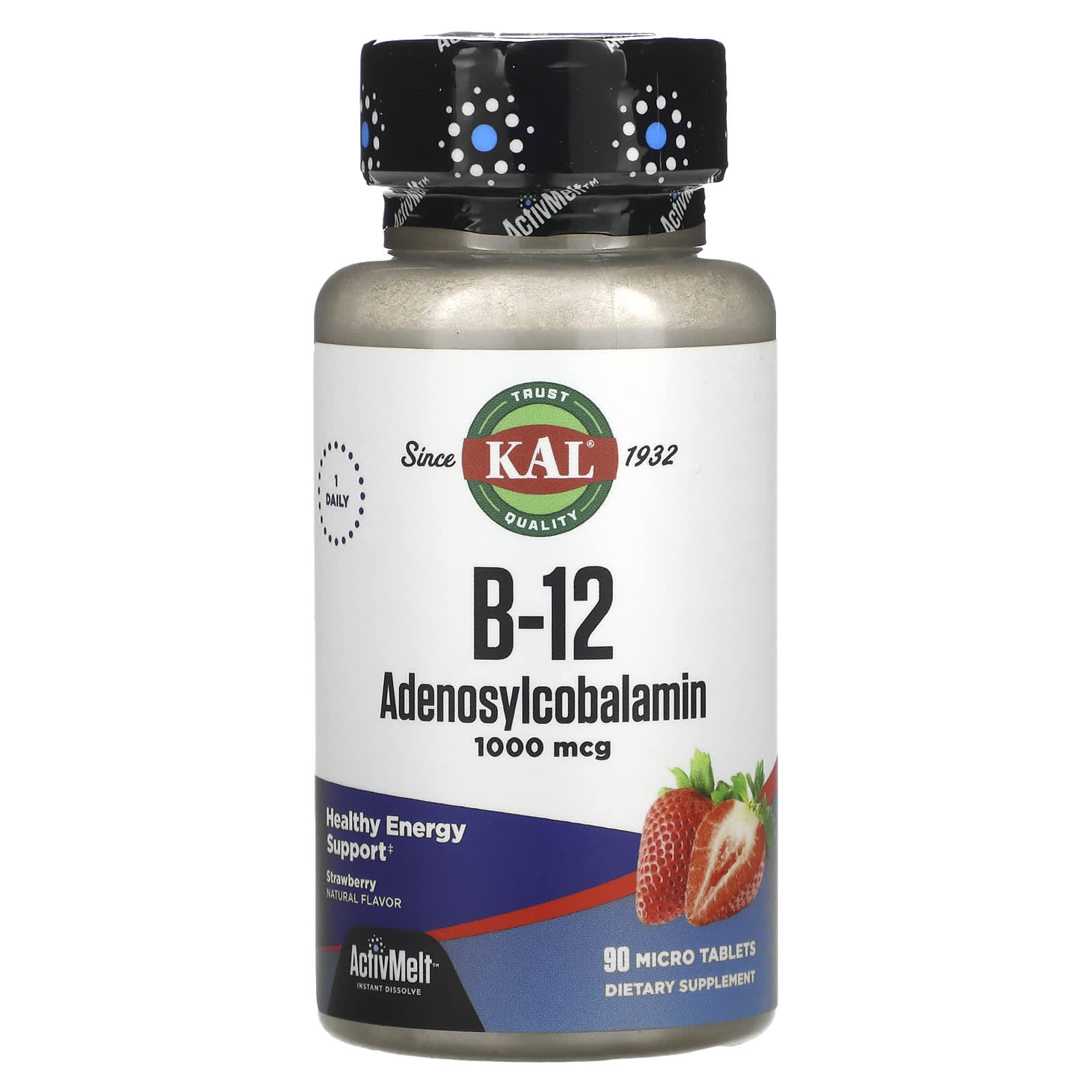 

KAL, B-12 adenosylcobalamin, strawberry, 1,000mcg, 90 micro tablets
