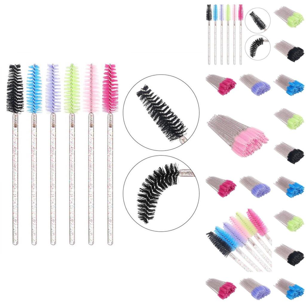 Disposable Eyelash Eye Brush With Elegant Crystal Diamond Handle And Spiral Design For Precise Makeup Application