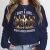 Just A Girl Who Loves Horses Sweatshirt Hoodie Funny Horse Lover Gift Western Boho Pullover Farm Casual Daily Sweatshirt Jumper