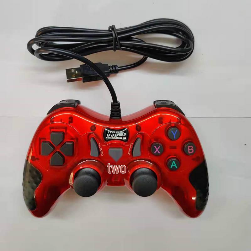 

USB Wired Multi-Function Game Controller for PC and PS3 with Vibration прозорий червоний колір