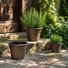 Lightweight Durable Plant Holders Retro Flower Pot with Saucer, Bronze Finish Drainage Holes, Decorative Pots for Balcony Breathable Thickened Plastic