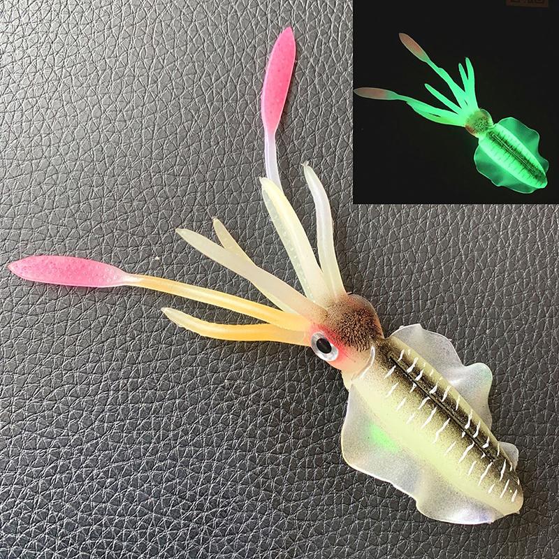 Isca de pesca macia para lula, isca luminosa/uv para lula, isca de pesca para pesca marítima, isca wobbler