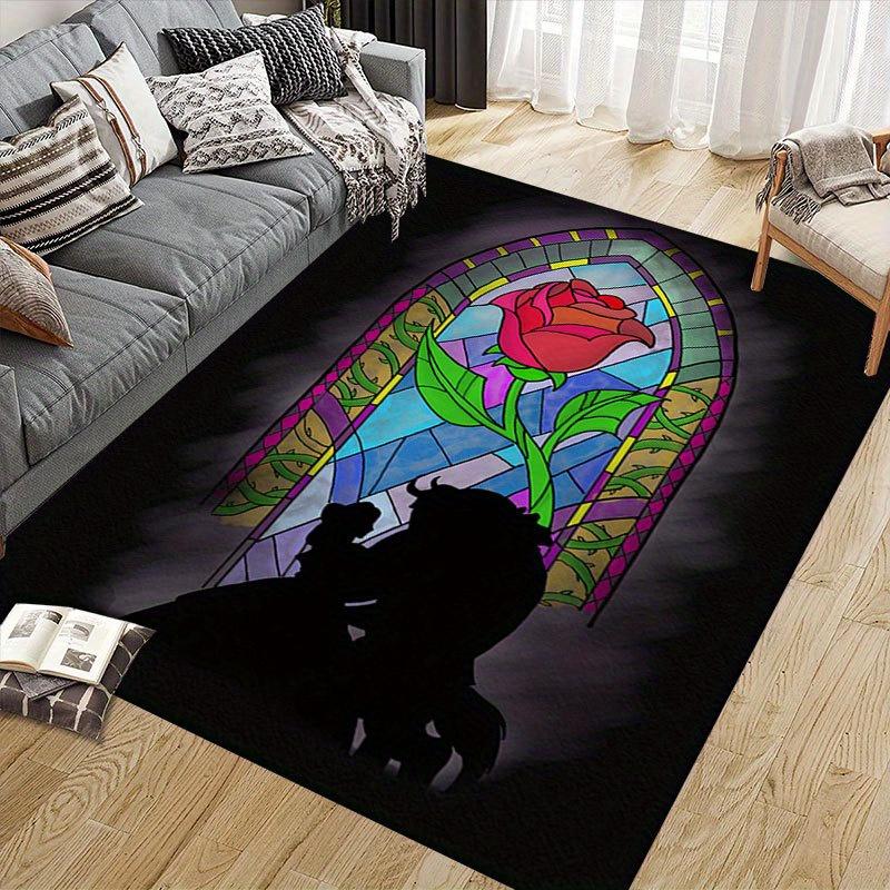 1pc beauty and the beast Pattern Carpet Area Rug Non slip Carpet Hand Washable Floor Mat Suitable For Living Room Bedroom Home Decor Room Decor