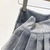 Elegant Grey Wool A-Line Pleated Skirt for Women - Versatile, Age-Reducing, Anti-Exposure, Korean Style, Autumn Winter 2025