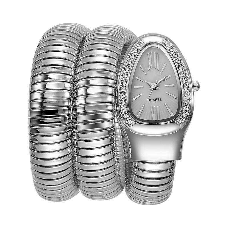 

Snake Shaped Ladies Watch With Quartz Movement And Unique Bracelet Design For Fashion Enthusiasts серебряный