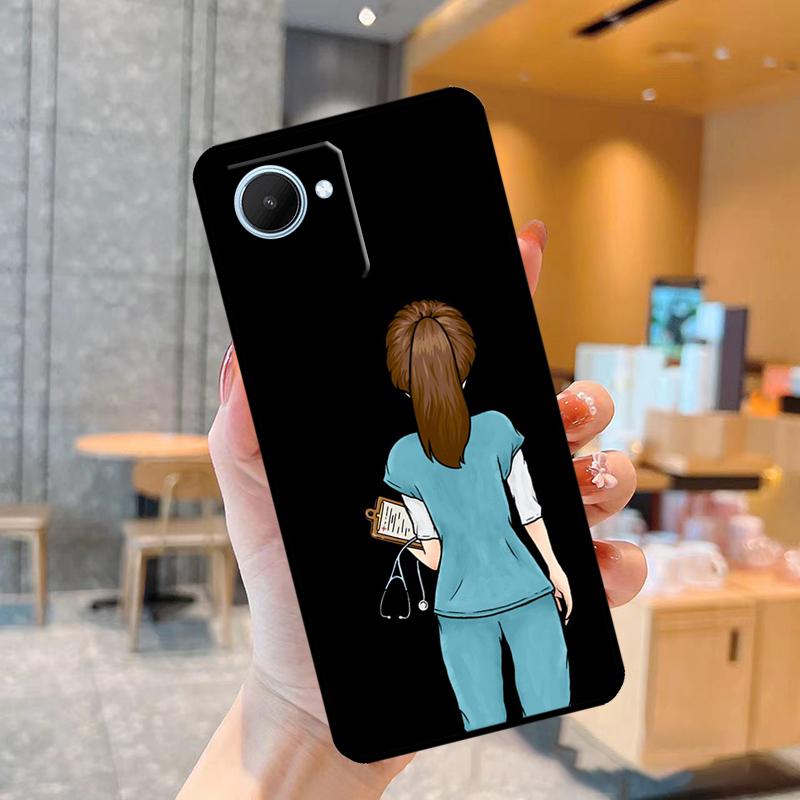 Cartoon Medicine Doctor Nurse Case For Realme C55 C33 C31 C35 C30 C11 C15 C25s C21Y GT Neo 5 3T 2T 8 9 10 11 Pro Plus