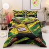 Bohemian Usain Bolt Sprinter Art Green Duvet Cover Set, Cozy Duvet Cover Set for King Size Bed, Cooling Duvet Cover for Warm Nights