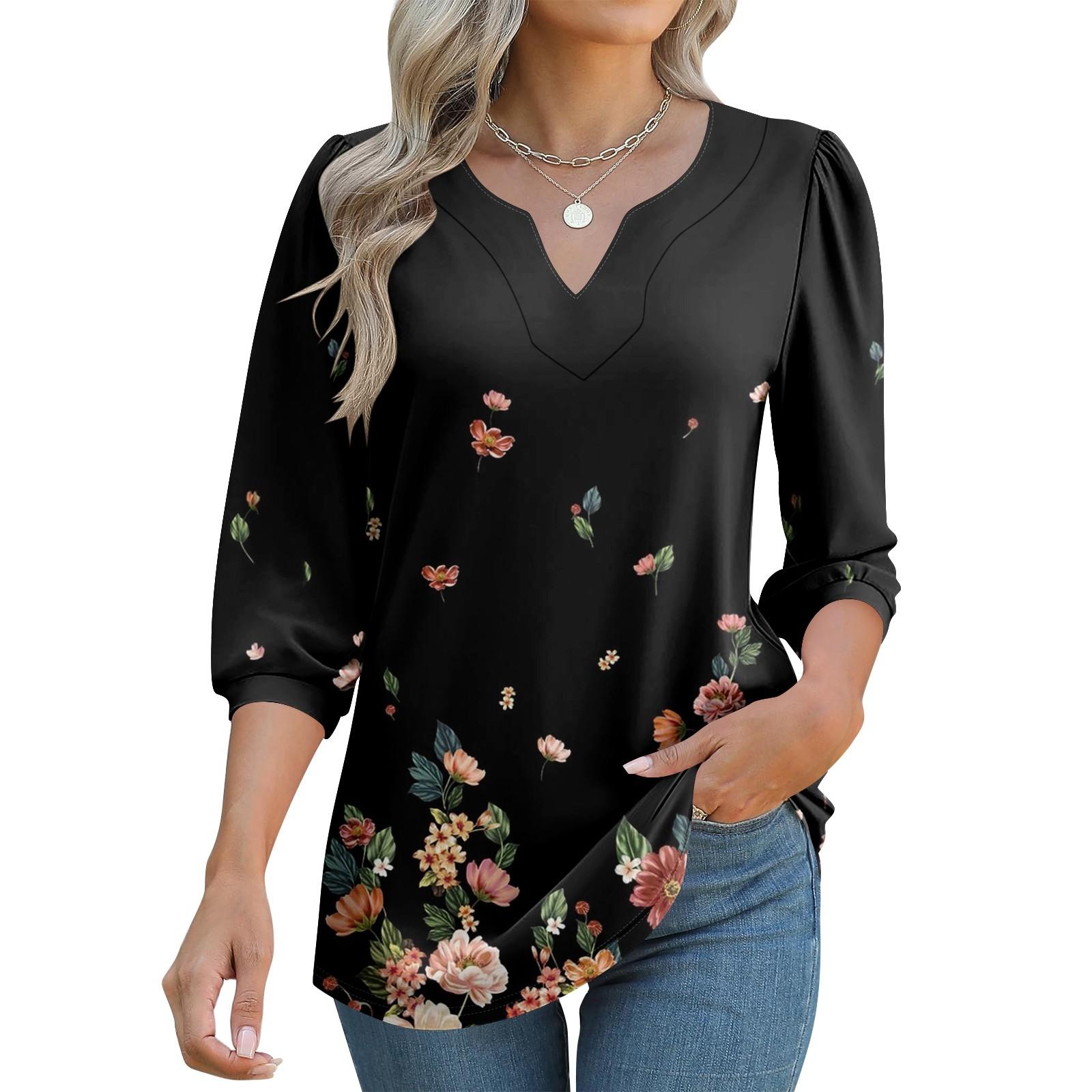 

Women s 3/4 Sleeve Shirts Graphic Tees Shirts Casual Basic Tops Pullovers XL зелений