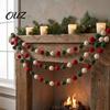 Christmas Tree Embellishment 78.8 Inch Pom Garland, Red Green White 20/30 Pompom Xmas Party Wall Decor Balls Garland Ornaments for Tree, Fireplace,