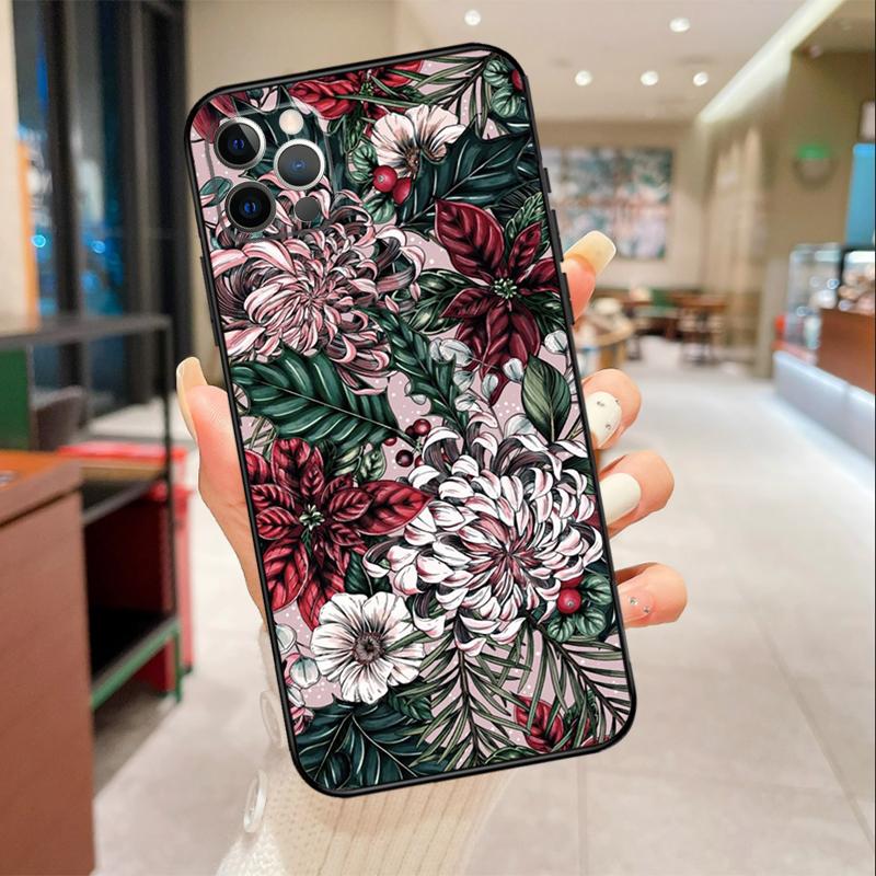 Painting Flowers Nature Leaves Phone Case For iPhone 17 16 15 14 13 12 11 Pro Max mini 16 Plus 16e 17 Air Protective Cover