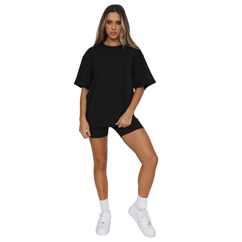Urban Casual Women's Short Sleeve Pullover and Shorts Set - European Summer Fashion