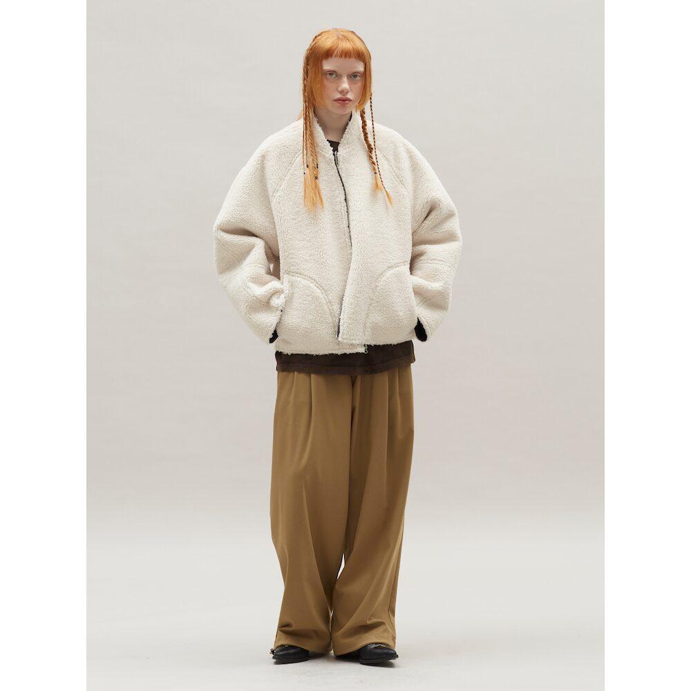 Saendeusaundeu Suiting Fabric Banding Pants Yellowish Brown