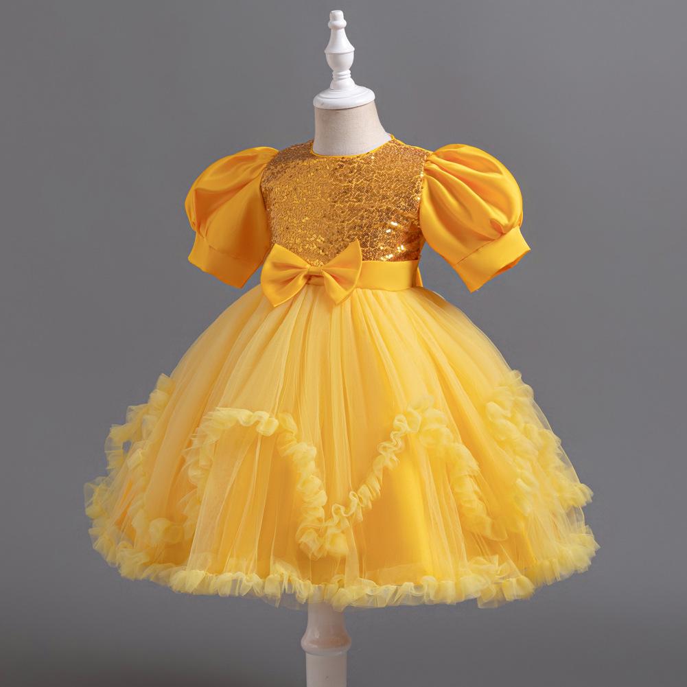 Rochii de Prințesă pentru Fete Fuste Fundă Paiete Rochii Pufose din Plasă Rochii Gazdă Performanță la Pian Rochii de Crăciun 931 Rochii Rochia Preferată a Fetiței