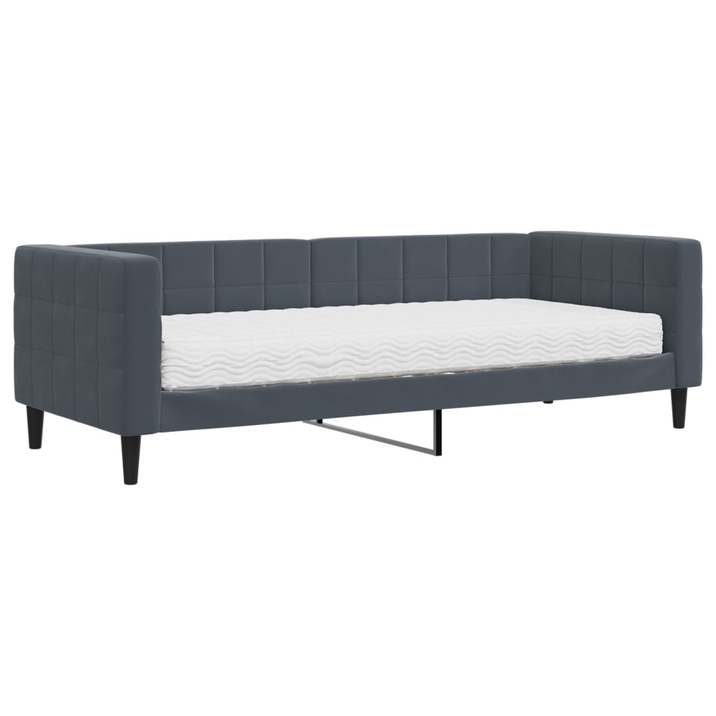 Vidaxl Sofa Z Materacem Do Spania, Ciemnoszara, 80X200 Cm, Aksamit