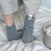 Winter and Autumn Children's Thick and Warm Mid-calf Socks with Vertical Stripes and Solid Color Wool Pile Socks