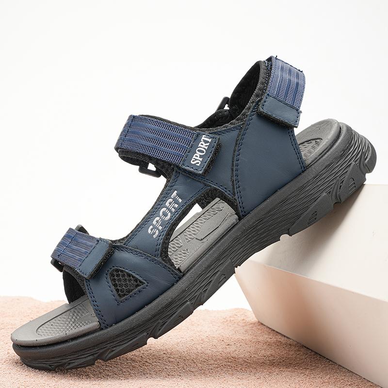 Fashion Slipper Style Soft Bottom Sandals Summer Beach Falts Wading Aqua Shoes Fisherman Flats Breathable Mens Genuine Leather Sandals