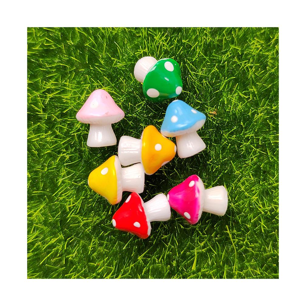 Fairy Garden Mushroom Resin Miniature Figurines Mini Jewelry Beads Doll House Toys Key Chain Phone DIY Ornament