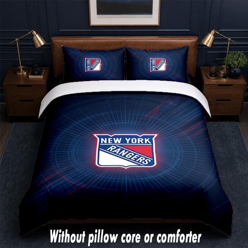 Set Biancheria da Letto Design New York Rangers 1 Copripiumino + 2 Federe Morbido Traspirante Biancheria da Letto per la Casa