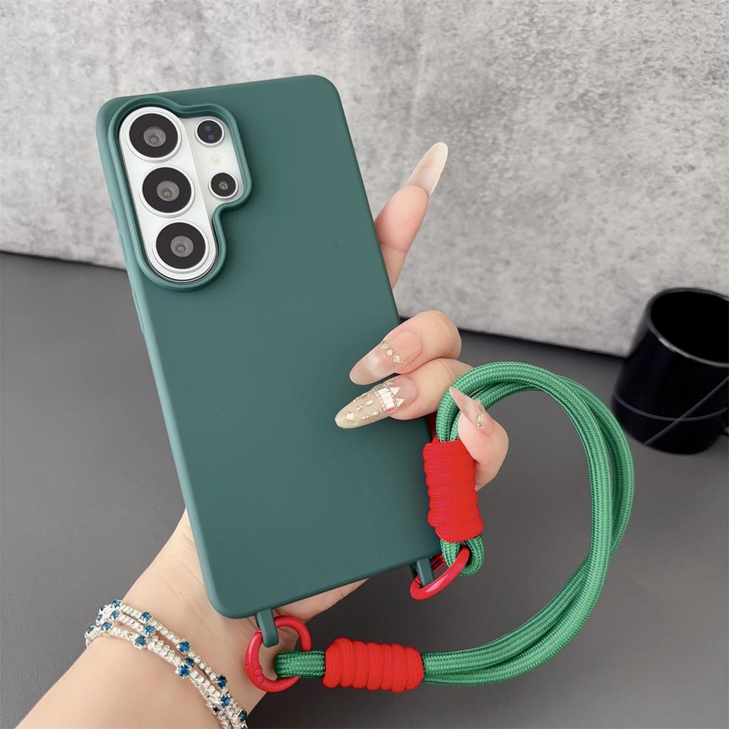 Silicone Candy Color Phone Case for Samsung Galaxy S26 S25 Ultra S24 FE S23 S22 S21 Plus A56 A36 A26 A17 A07 Wrist Strap Cover